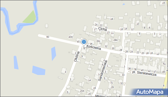 Zaklików, Kościelna, 9, mapa Zaklików