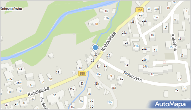 Zakopane, Kościeliska, 20, mapa Zakopanego