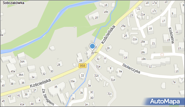 Zakopane, Kościeliska, 22, mapa Zakopanego