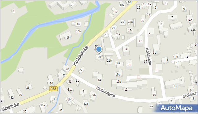 Zakopane, Kościeliska, 25, mapa Zakopanego