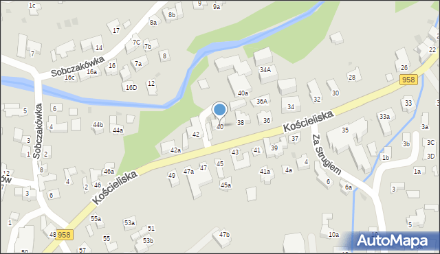 Zakopane, Kościeliska, 40, mapa Zakopanego