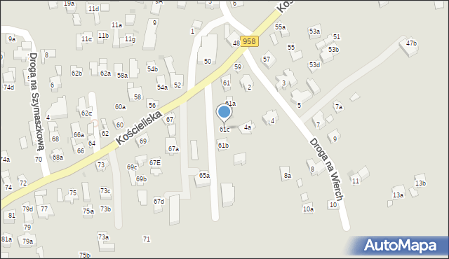 Zakopane, Kościeliska, 61c, mapa Zakopanego