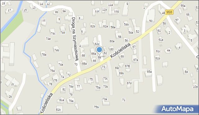 Zakopane, Kościeliska, 64, mapa Zakopanego