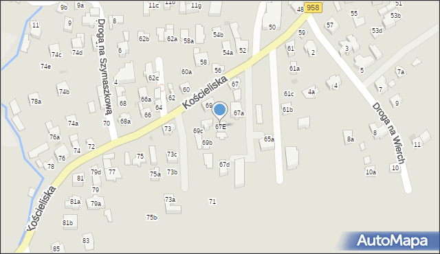 Zakopane, Kościeliska, 67E, mapa Zakopanego