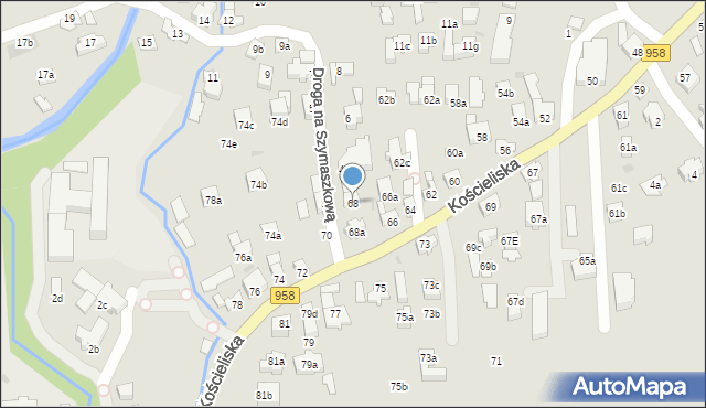 Zakopane, Kościeliska, 68, mapa Zakopanego