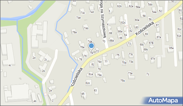 Zakopane, Kościeliska, 74, mapa Zakopanego