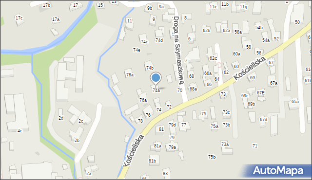 Zakopane, Kościeliska, 74a, mapa Zakopanego