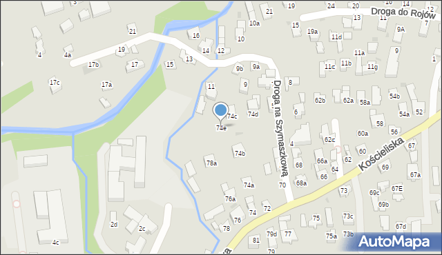 Zakopane, Kościeliska, 74e, mapa Zakopanego