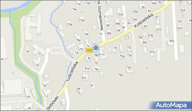 Zakopane, Kościeliska, 79d, mapa Zakopanego