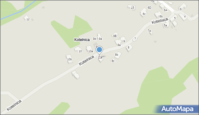 Zakopane, Kotelnica, 11a, mapa Zakopanego