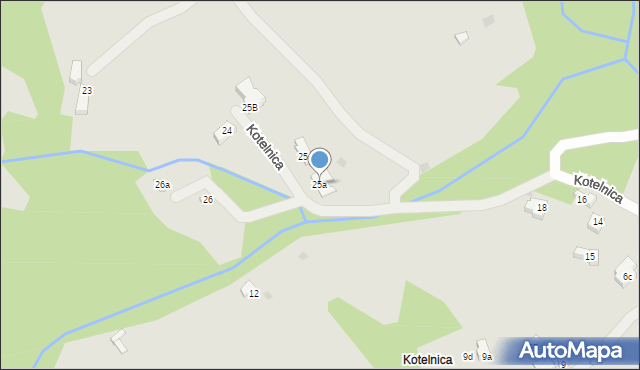 Zakopane, Kotelnica, 25a, mapa Zakopanego