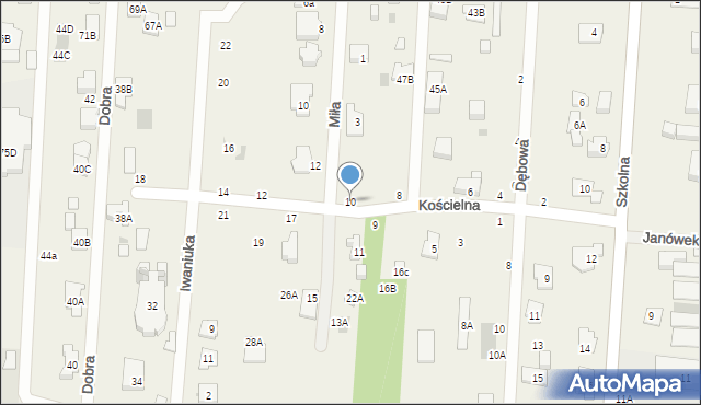 Zakręt, Kościelna, 10, mapa Zakręt