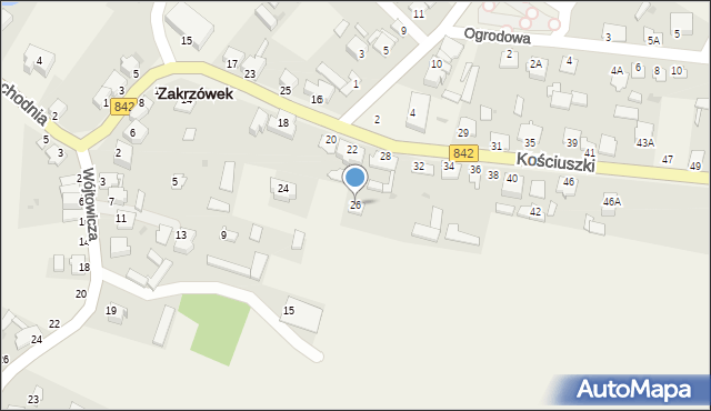 Zakrzówek, Kościuszki Tadeusza, gen., 26, mapa Zakrzówek