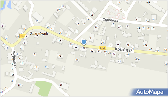 Zakrzówek, Kościuszki Tadeusza, gen., 28, mapa Zakrzówek