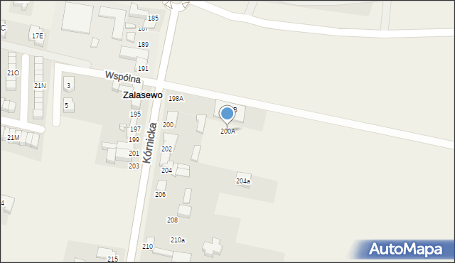 Zalasewo, Kórnicka, 200A, mapa Zalasewo
