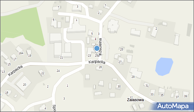 Zalasowa, Kościelna, 23a, mapa Zalasowa