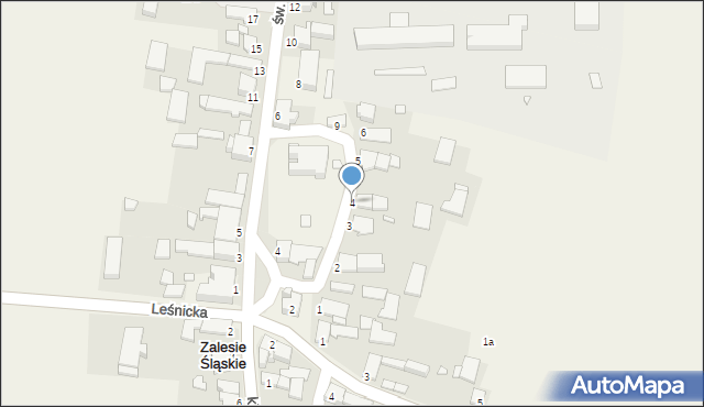 Zalesie Śląskie, Kościelna, 4, mapa Zalesie Śląskie