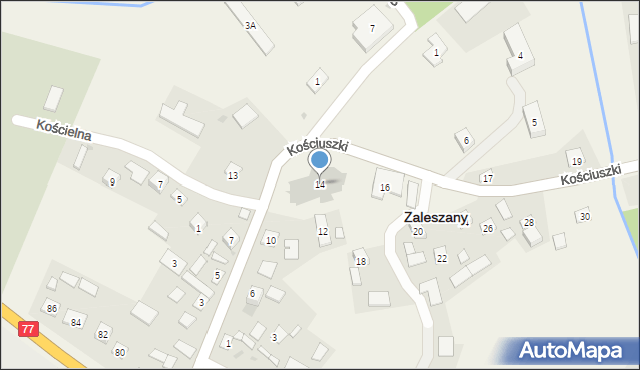 Zaleszany, Kościuszki Tadeusza, gen., 14, mapa Zaleszany