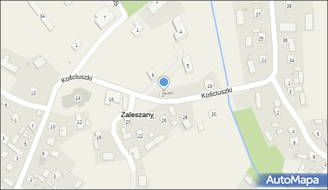 Zaleszany, Kościuszki Tadeusza, gen., 17, mapa Zaleszany