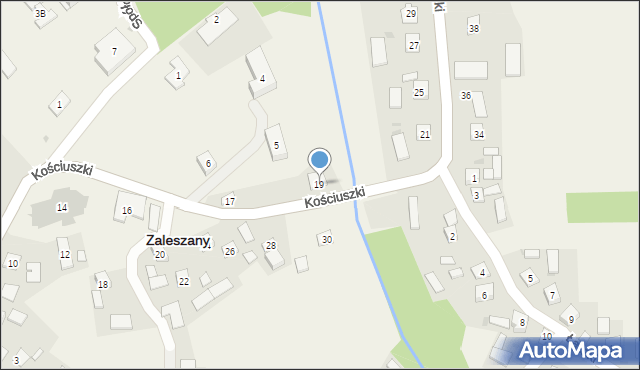 Zaleszany, Kościuszki Tadeusza, gen., 19, mapa Zaleszany