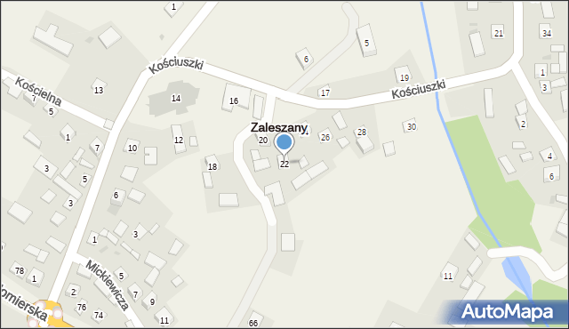Zaleszany, Kościuszki Tadeusza, gen., 22, mapa Zaleszany