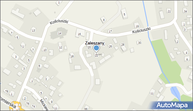 Zaleszany, Kościuszki Tadeusza, gen., 22, mapa Zaleszany