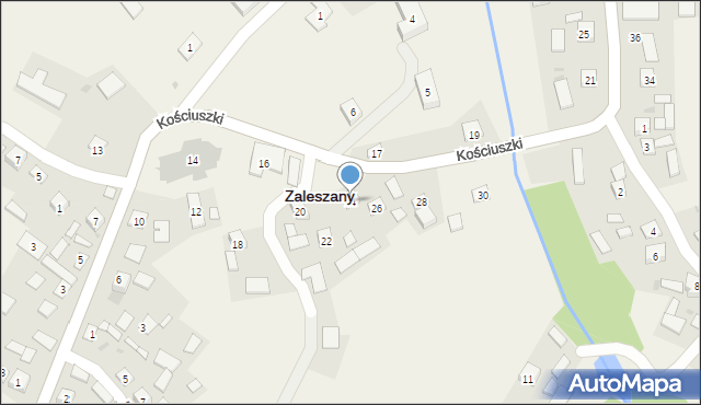 Zaleszany, Kościuszki Tadeusza, gen., 24, mapa Zaleszany