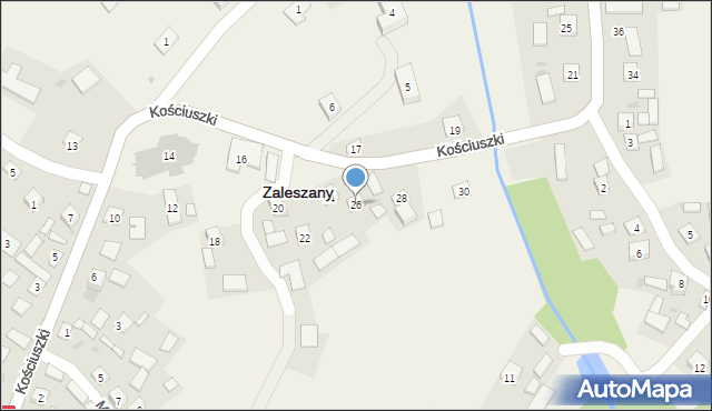 Zaleszany, Kościuszki Tadeusza, gen., 26, mapa Zaleszany