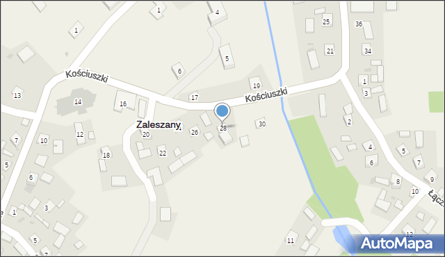 Zaleszany, Kościuszki Tadeusza, gen., 28, mapa Zaleszany