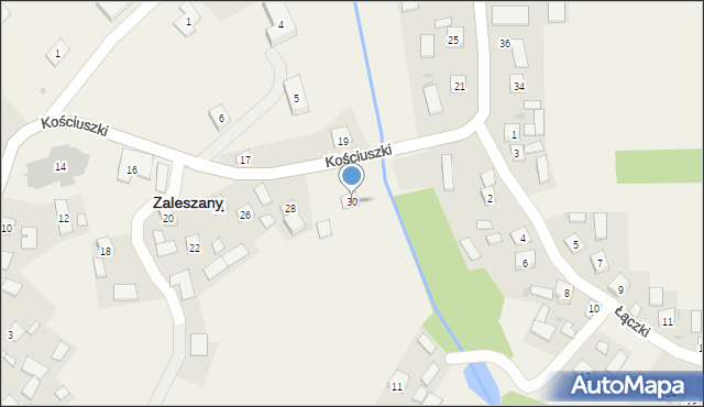 Zaleszany, Kościuszki Tadeusza, gen., 30, mapa Zaleszany