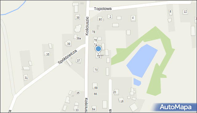 Zaleszany, Kościuszki Tadeusza, gen., 72, mapa Zaleszany