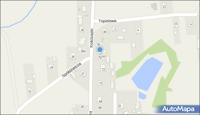 Zaleszany, Kościuszki Tadeusza, gen., 74, mapa Zaleszany