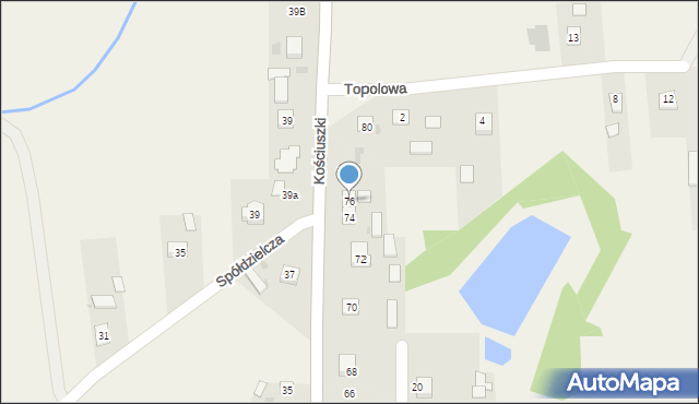 Zaleszany, Kościuszki Tadeusza, gen., 76, mapa Zaleszany