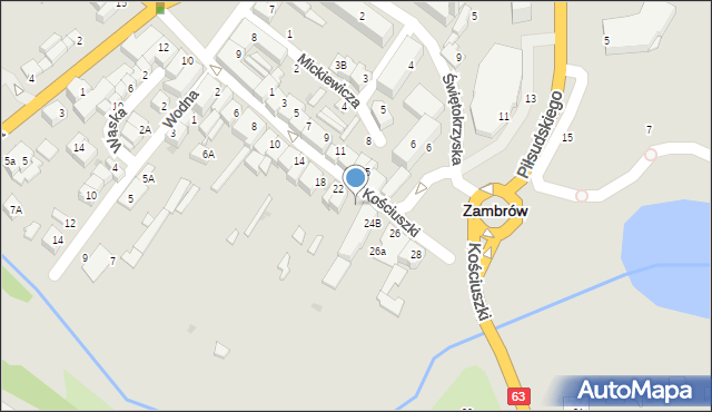 Zambrów, Kościuszki Tadeusza, gen., 24A, mapa Zambrów