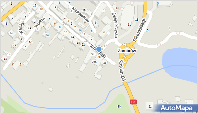 Zambrów, Kościuszki Tadeusza, gen., 26, mapa Zambrów