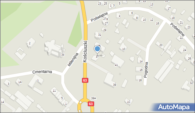 Zambrów, Kościuszki Tadeusza, gen., 37, mapa Zambrów