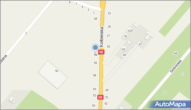 Zamienie, Kołbielska, 54, mapa Zamienie