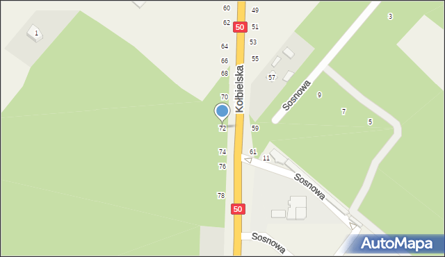 Zamienie, Kołbielska, 72, mapa Zamienie