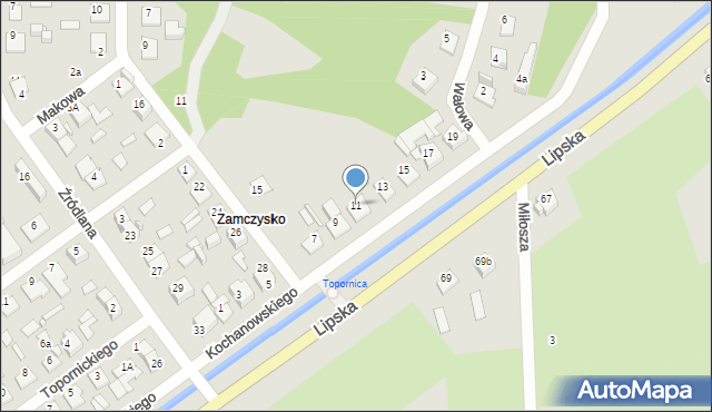 Zamość, Kochanowskiego Jana, 11, mapa Zamościa