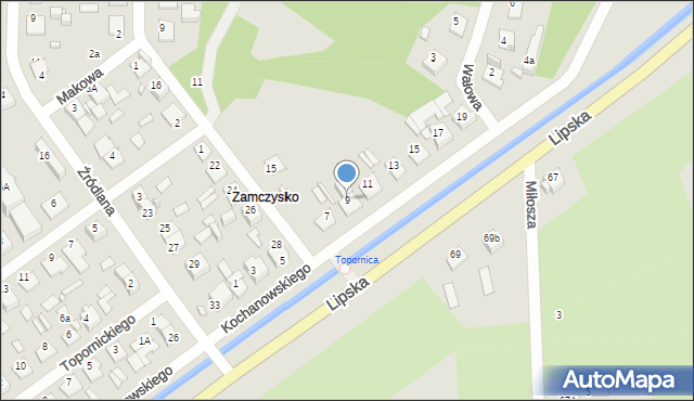 Zamość, Kochanowskiego Jana, 9, mapa Zamościa