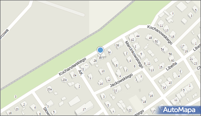 Zaniemyśl, Kochanowskiego Jana, 30, mapa Zaniemyśl