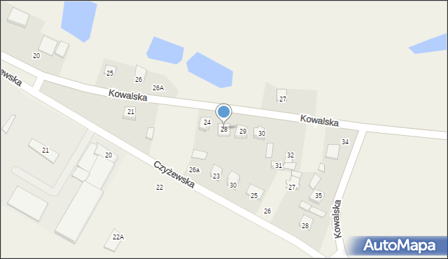 Zaręby Kościelne, Kowalska, 28, mapa Zaręby Kościelne