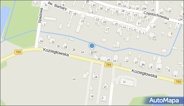 Żarki, Koziegłowska, 22, mapa Żarki