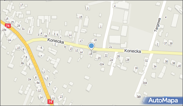 Żarnów, Konecka, 18a, mapa Żarnów