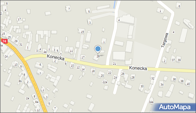 Żarnów, Konecka, 19, mapa Żarnów