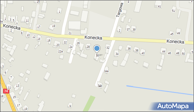 Żarnów, Konecka, 30, mapa Żarnów