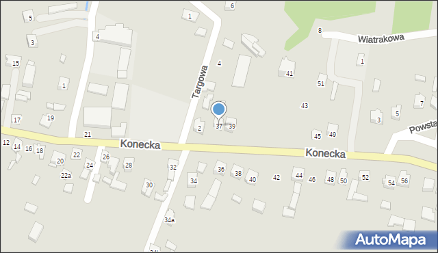 Żarnów, Konecka, 37, mapa Żarnów