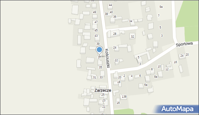 Zarzecze, Kościuszki Tadeusza, gen., 37, mapa Zarzecze