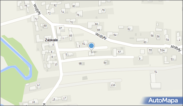 Zaskale, Kościelna, 7, mapa Zaskale