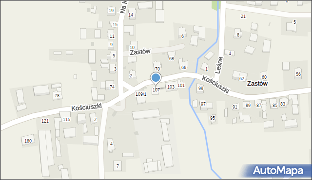 Zastów, Kościuszki Tadeusza, gen., 107, mapa Zastów